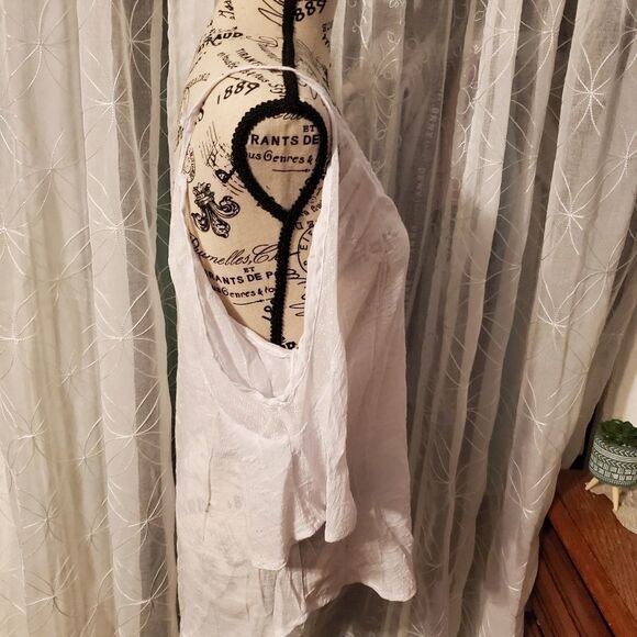 Bebe white sheer criss cross front cold shoulder jersey sz large - Picture 2 of 7